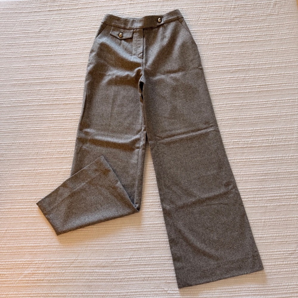 Escada Womens Grey Wool Cashmere Wide Leg  High Waist Dress Pants Size 34EU/0 US
